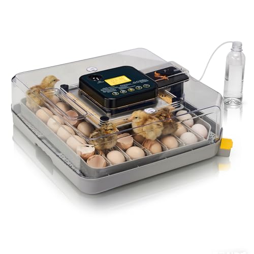 LEADZM Couveuse Oeuf Automatique 48 Oeufs avec Retournement Automatique et Ajout d'eau，Couveuse Oeuf Contrôle Température， Affichage Humidité，5 Modes d'incubation pour Poules Canards Oies Cailles