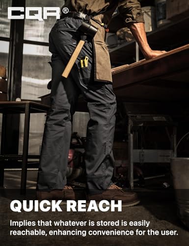 Image of CQR Men's Quick Dry Work Pants, Water Resistant Outdoor Tactical Pants, Lightweight Stretch Cargo Hiking Pants