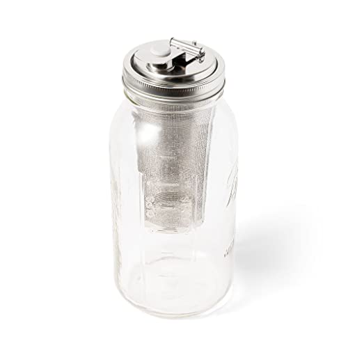 Jarware Cafeteira Cold Brew e tampa de infusor de chá para potes de boca larga, preta