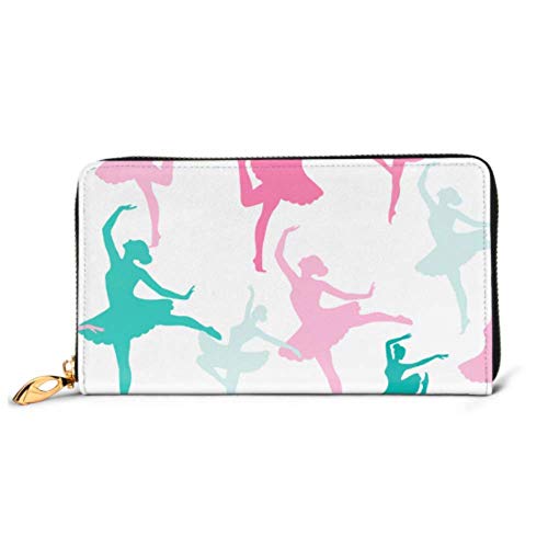 Preisvergleich Produktbild JHGFG Mode Handtasche Reißverschluss Brieftasche Muster Silhouetten Tanzen Ballerinas Telefon Kupplung Geldbörse Abendkupplung Blockieren Leder Brieftasche Multi Card Organizer