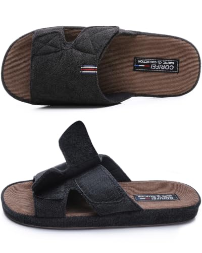 Image of House Slippers for Men Open Toe with Low Arch Support Rubber Sole