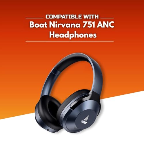 Image of Crysendo Replacement Ear Pads for Boat Nirvana 751 ANC, Protein Leather | Protein Leather replacement headphone cushions for worn earpads; comfortable daily headset use; easy-fit replacement design
