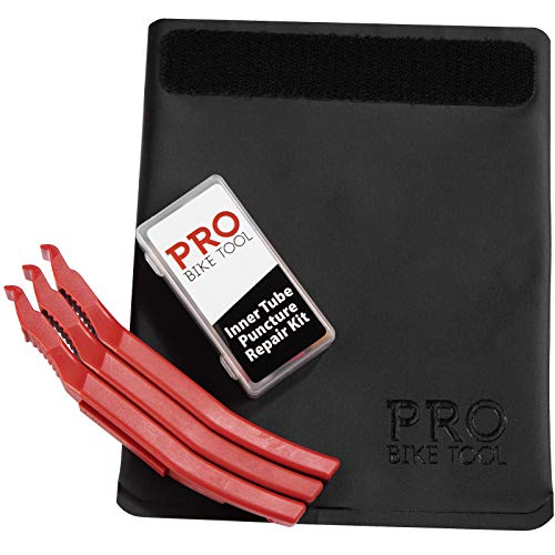 PRO BIKE TOOL Puncture Repair Kit Set - Including Three Tire Levers, a Patch Kit and Stylish Waterproof Bag