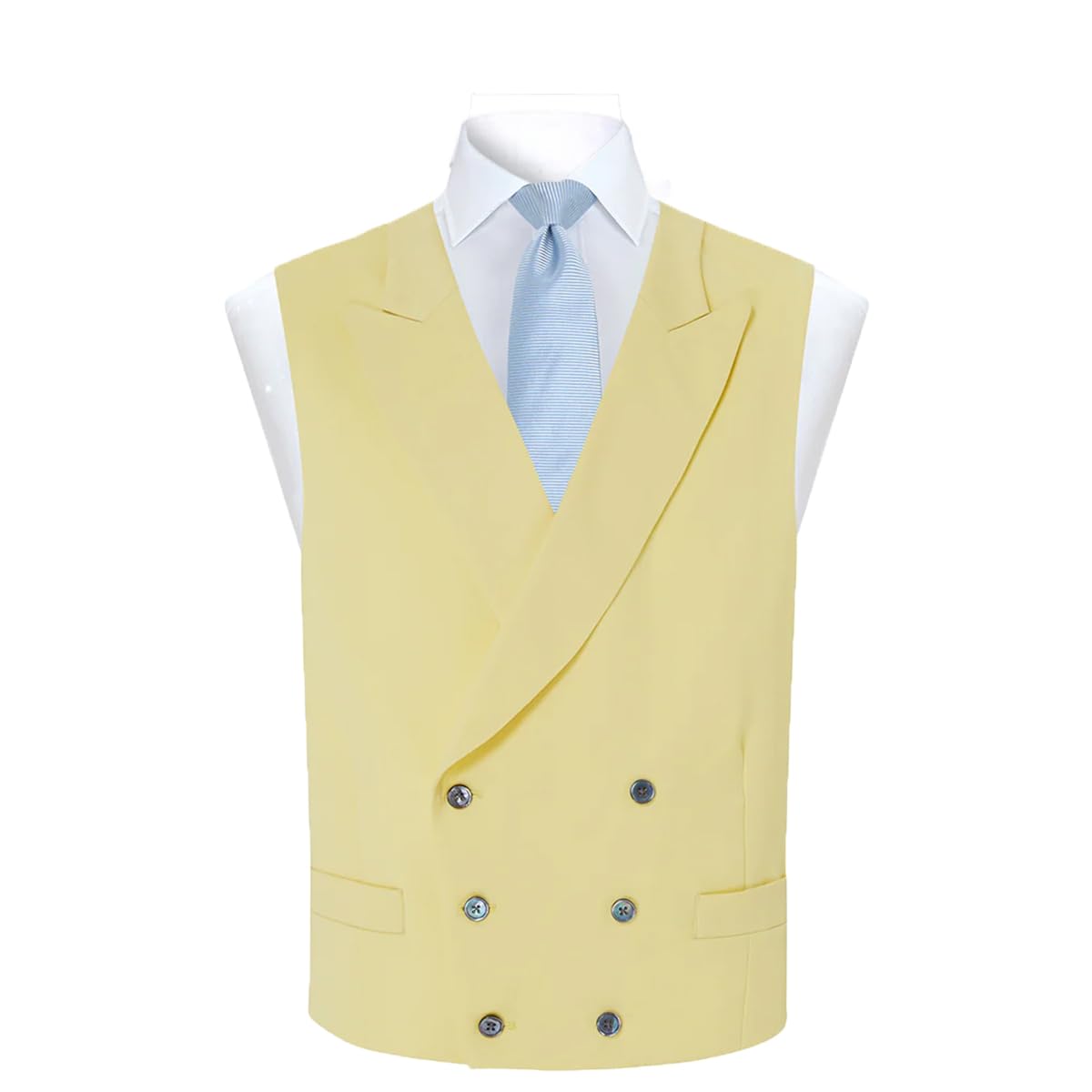 RAJEGAR Men's Suit Vest Formal Waistcoat Slim Fit Peak Lapel Double Breasted Tuxedo Vest Casual Business Dress Vest