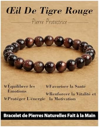 Bracelet Femme Pierre Naturelle Lithotherapie Fait Main de 8 mm, Bracelets Él...
