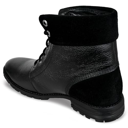 Image of Allen Cooper Genuine Premium Leather Luxury Memory Foam High-Top Boots Shoes For Men(ACCS-858,Black,Size-6,7,8,9,10,11)