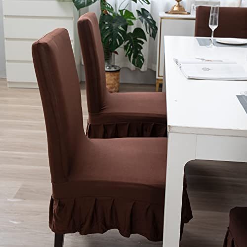 Image of HOKIPO Elastic Stretchable Seat Frill Cover for Chairs Washable Slipcover Protector (AR-4092-D3), Polyester Blend