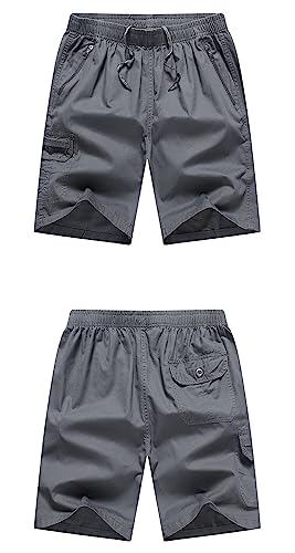 Short cargo d'été en coton léger style camouflage gris clair