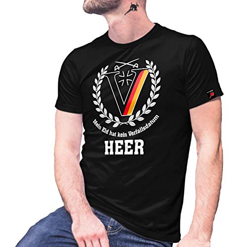 T-shirt militaire allemand Heer Jäger noir pour randonnée et outdoor