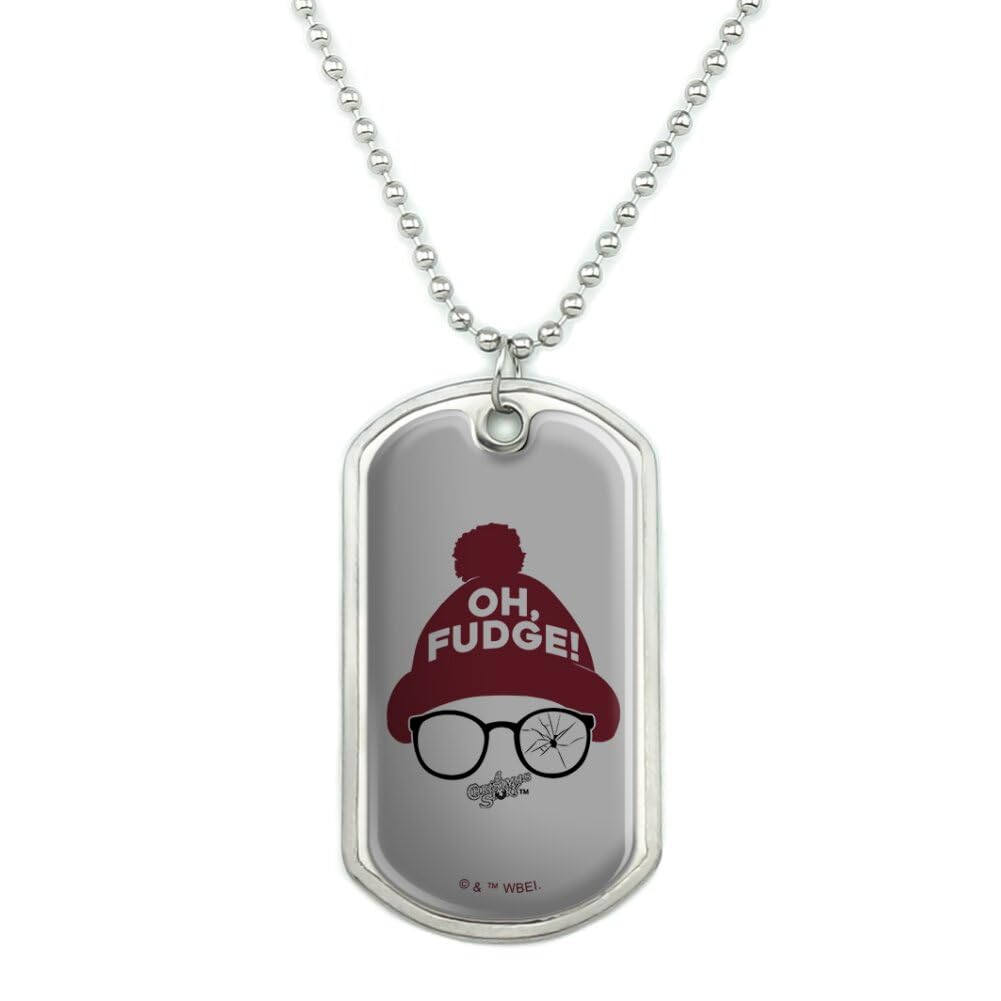 A Christmas Story Oh Fudge Military Dog Tag Pendant Necklace with Chain
