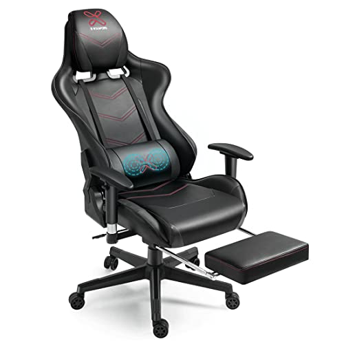 X-Volsport Massage Gaming Chair With Footrest Reclining High Back Computer Game Chair With Lumbar Support And Headrest, Racing Style Video Gamer Chair Black #TOP5
