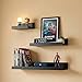 Price comparison product image GEEZY Black Floating Shelves for Wall, Set of 3 - Modern Seamless Mounting, Easy Install Picture Ledge Display Shelf for Decor, Collectibles - Home, Bedroom, Bathroom, Office