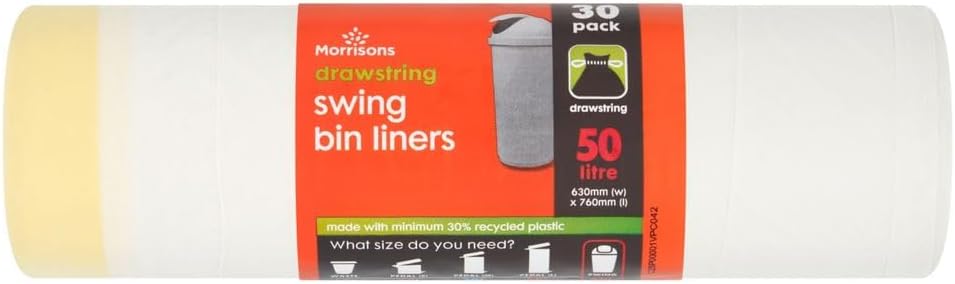 Morrisons Drawstring Swing Bin Liners 50l 30pk