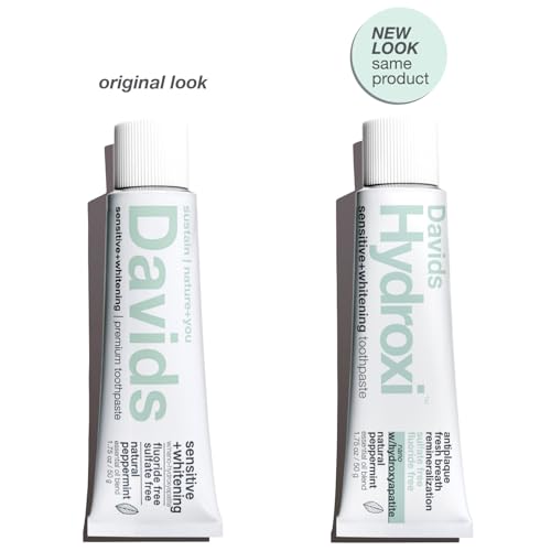Image of Davids Hydroxi Fluoride Free Nano Hydroxyapatite Toothpaste for Remineralizing, Sensitive Support, Whitening, Antiplaque, SLS Free, Natural Peppermint, Made in USA, 1.75oz (Travel Size)
