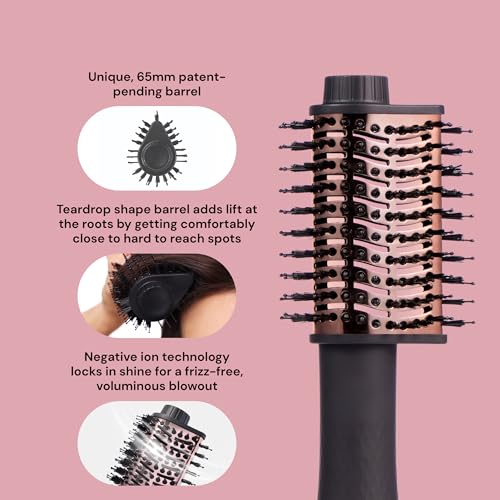 Image of L'ANGE HAIR Le Volume Eleve 65MM 2-in-1 Titanium Brush Dryer | Dry and Style | Unique Teardrop Shape Barrel | 3 Heat Settings | 360 Vented Airflow | Ionic Technology for Frizz-Free Styling (Black)