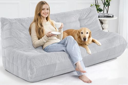 Image of Bean Bag 3-Seater Chair Big Sofa Beanbag Chair for Adults Fireside Chair Bean Bag Lounger with Memory Foam Filled for Home,Apartment or Gaming Venue（LGY Plush）