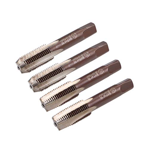 uxcell Metric Hand Tap M12 Thread 1.25 Pitch 4 Straight Flutes H2 Alloy Tool Steel Bottom & Taper Screw Tap Set Tapping Tools for Repairing 2 Pairs