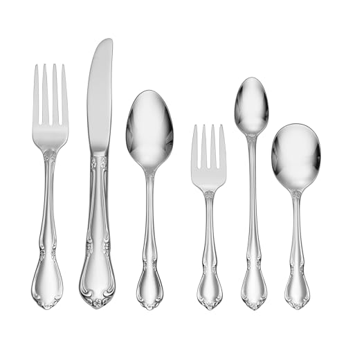 Oneida Silverware Set, Chateau 6-Piece Child Progress Flatware Set, Service For 1, 18/10 Stainless Steel Dishwasher Safe, Baby Spoons, Baby Fork, Child Spoon Fork Knife, Kid Utensils (Silver 6 Piece) by Oneida - Used condition - US$18.48