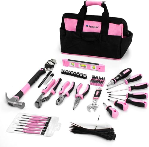 La Mejor Selección de Juegos de herramientas los 5 mejores. 45 Juego de Herramientas de 290 Piezas FUMETAX Kit de Herramientas Rosa de Reparación para El Hogar de Muyer con Bolsa de Almacenamiento Abierta de Boca Ancha,SW-GJB001
