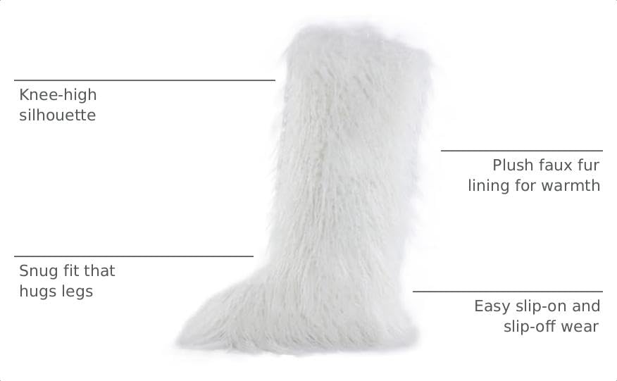 Image of Valpeak Faux Fur Tall Furry Boots for Womens,Long Winter Boots for Girls,Mongolian Fluffy Boots for Kids Fuzzy Knee-High Boots