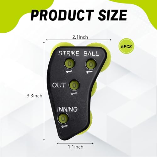 image for Watayo 6 Pcs 4 Wheel Baseball Umpire Clicker, Green Umpire Indicator U