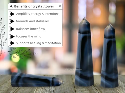 Image of Crystal Heaven Dendrite Agate Crystal Tower Obelisk Point For Chakra, Healing And Balancing - Aaa Grade Original Certified Gemstone Agate For Reiki Meditation Yoga Spiritual (3-4 Inches)