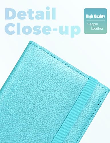 Image of Yarnic Checkbook Cover for Personal Checkbook, Checkbook Holder with Pen Holder & Built-in Clear Plastic Divider for Duplicate Checks (Pale Turquoise)