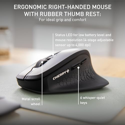 Image of Cherry Stream Desktop Comfort Wireless Keyboard and Mouse Combo | 2.4 GHz Connection, Whisper-Quiet Keys, Ergonomic Right-Handed Mouse, Battery-Powered, Black