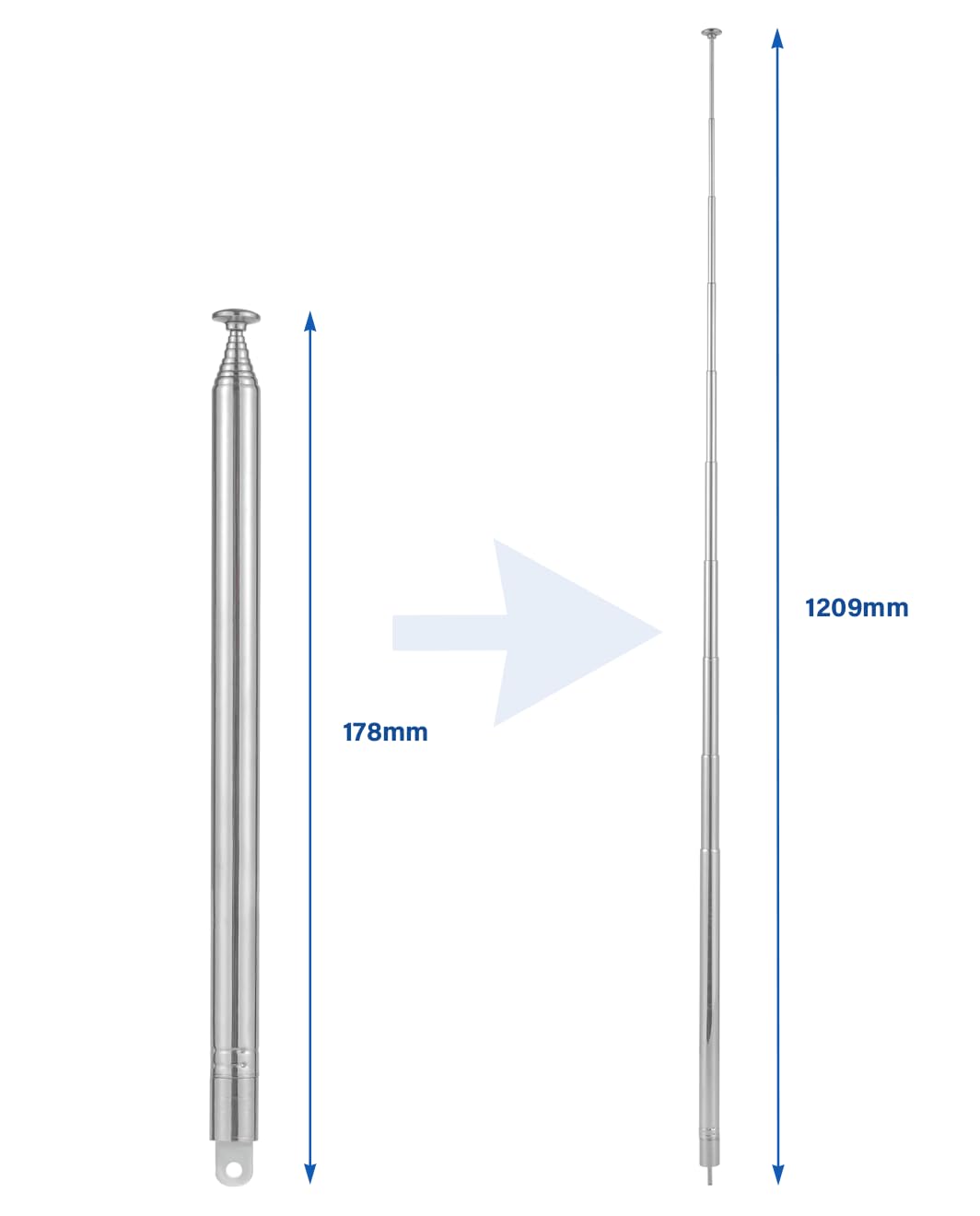 2 Sztuki Antena Teleskopowa AM FM z Wysokim Sygnałem 10 Sekcji 120.9CM/47.6Cale Przenośna Antena Radiowa Teleskopowa Wymiana do Telewizorów Radiodetektorów Odbiorników Stereo AM FM