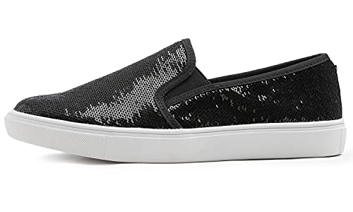 Image of FEVERSOLE Women's Fashion Sparkle Sequin Embellished Sneaker Party Holiday Casual Shoes