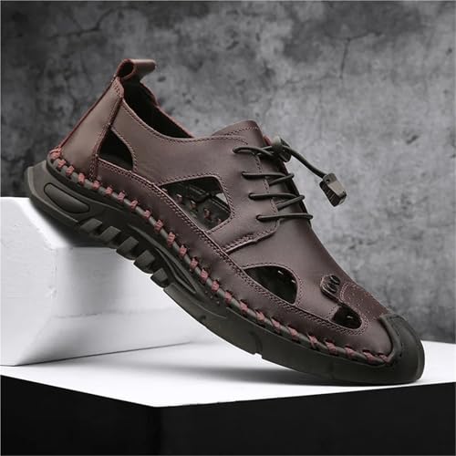 Beach ls Men Men Leather Flat Shoes Summer Breathable Casual Outdoor Walking Shoes Hand Beach ls for Hiking Trekking3
