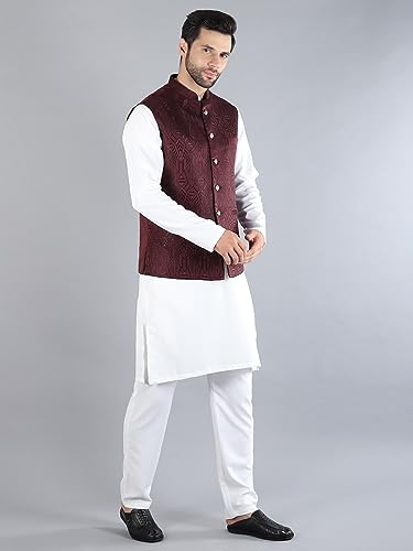 Image of Uri and MacKenzie Men's Silk Blend Kurta Pajama with Designer Ethnic Nehru Jacket /Modi Jacket