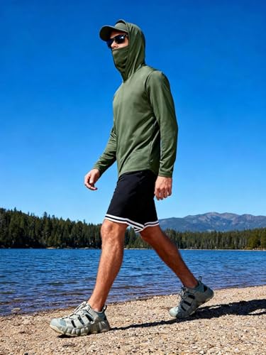 Image of 5 Pack Men's UPF 50+ Sun Protection Hoodie Shirts Long Sleeve Shirts Quick Dry Lightweight for Running Workout Hiking Fishing