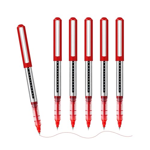 FloraVigo 6 stück Tintenroller Gelstifte Rot Kugelschreiberset 0 5 mm schnelltrocknende Tinte konische Spitze aus Edelstahl geeignet zum Schreiben für Bürobedarf