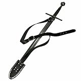 Medieval Two-Hand Broad Sword Back Sling in Black Leather BTS-2241