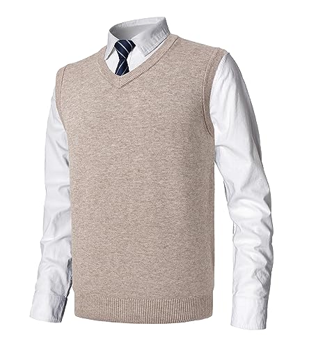 MeiLayM Hombre Invierno Sin Mangas con Cuello En V Chaleco Casual de Negocios Casual Suéter Sin Mangas Punto Chaleco suéter Caballero Suéter Cardigans Tank Tops