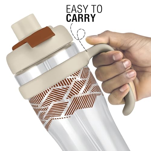 Image of MILTON Champion 1250 2- in-1 Sip or Gulp Lid Tumbler 1.21L | Tritan Plastic Water Bottle with Handle | Leak-Proof, BPA-Free | Perfect for School, Gym, Office, Travel Bottle for Men and Women, Beige