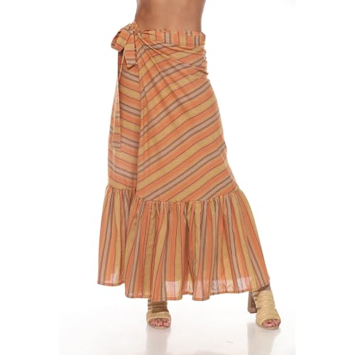 Ruffled Maxi Striped Wrap Skirt