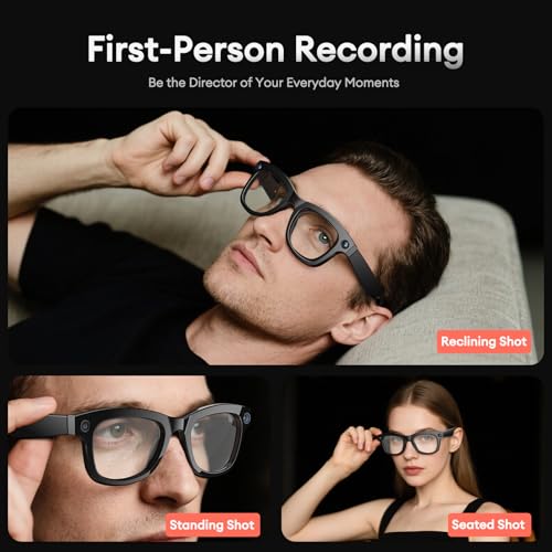 QxzPower 1080P HD AI Smart Camera Glasses, 8MP Camera Bluetooth 5.4 Recording Glasses, Dual Mic ENC Noise Reduction, Blue Light Filtering Lenses, Video Glasses with Men and Women, M01Pro White by QxzPower - Image 4