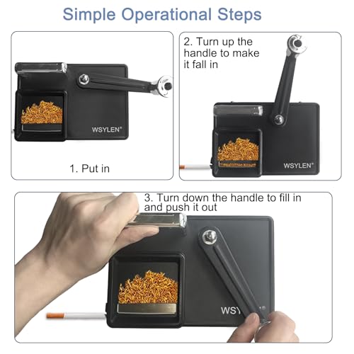 WSYLEN Cigarette Rolling Machine, with Storage Groove, Manual Dual-Track Upgrade Cigarette Machines, Suitable for 8.0 MM Diameter Size Cigarettes (80-100MM Lengths),Black - Image 3