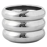 Hperu Blumentopf, 4, 7 cm, silberner Keramik-Übertopf mit Drainagelöchern, einzigartige Boho-Kleinblumentöpfe, für Zuhause, Garten, Büro, Schreibtisch-Dekoration, Silber, Keramik-Übertopf