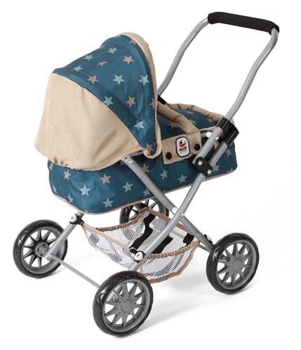 Bayer Chic 2000® Puppenwagen Smarty – Sternchen türkis beige – Zusammenklappbar – Mit Verdeck, Tasche, Kissen & Decke – Griffhöhe 56 cm – Für Kinder ab 2 Jahren, – Bild 4