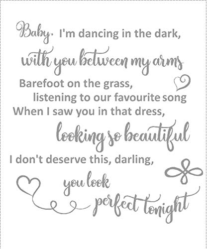 LightningSigns Perfect Ed Sheeran Love Songtext - Decoración de pared para boda, vinilo, gris, 580mm H x 319mm W