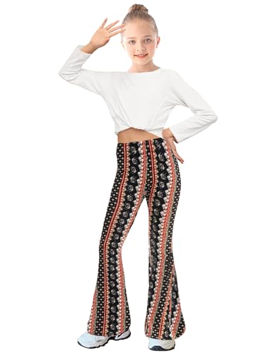 Image of WSPLYSPJY Women's Print Stretch Bell Bottom Flare Palazzo Pants Trousers
