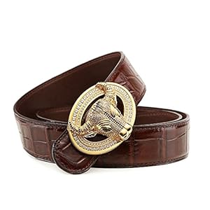 Mens Belts, Sliding Automatic Buckle Ratchet Dress Belt TOP Genuine Leather Strap Gifts (Color : B, Size : X-Large)