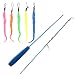 Aigou Cat Wand with Teaser Toys, Long Dangler Stick Fishing Rod with 5 Pieces Fun Teaser and bell Refill Pack for Cat and Kitten (Blue)