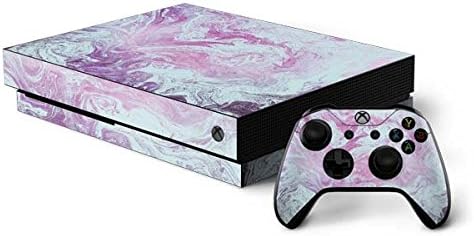 Skinit Decal Gaming Skin Compatible with Xbox One X Bundle - Originally Designed Blue and Purple Marble Design