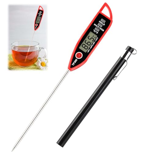 Food Thermometer Long Probe Instant Read Digital Thermometer Waterproof IPX7 Kitchen Cooking Temperature Measurement for Making Candle, Wax, Tea, Sugar, Jam, Meat, Hot Drink, Water Measure