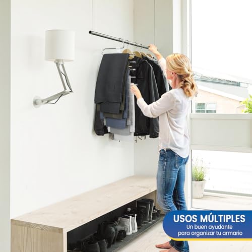 Miniatura 6 de Damita Perchas Pantalones Percha Multiple Ahorra Espacio Antideslizantes Plegables 2 Piezas 5 En 1 Blanco De Acero Inoxidable Extensible Para Pantalones Bufandas Vaqueros Ropa Perchero Vertikaler