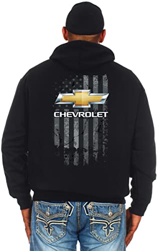 JH DESIGN GROUP Men's Chevy Pullover Hoodie American Flag 2 Sided Sweatshirt (as1, alpha, x_l, regular, regular, Black)3